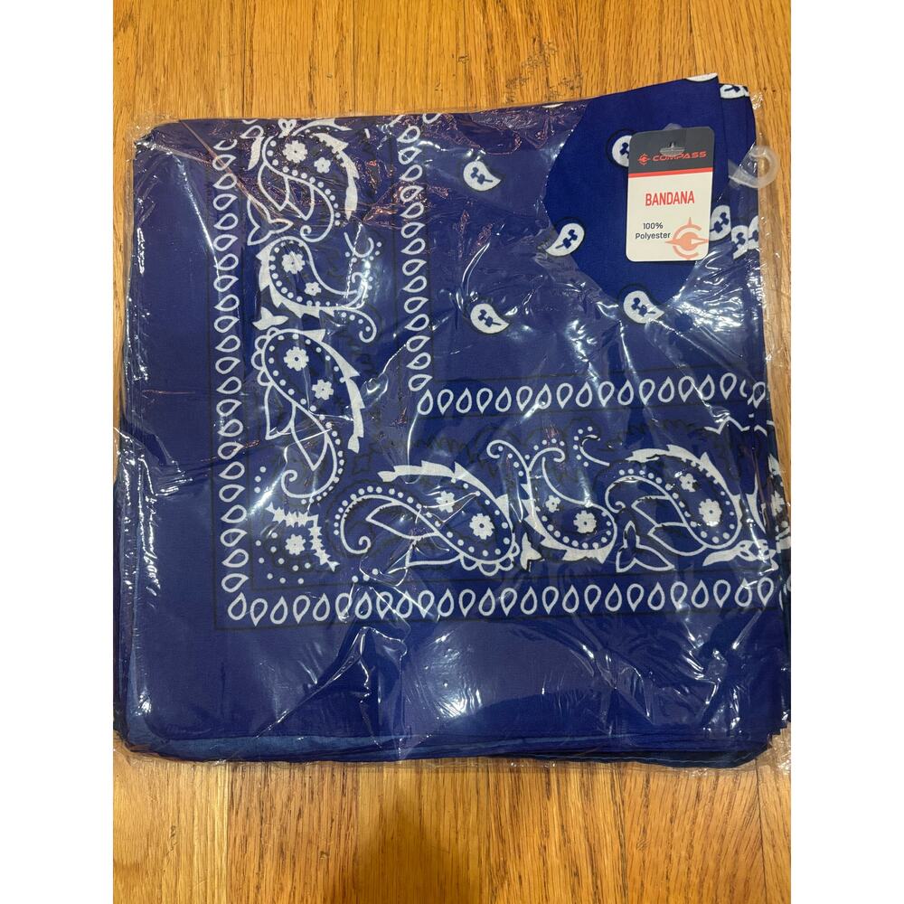 12 pack of Classic Light and Dark Blue Bandanas